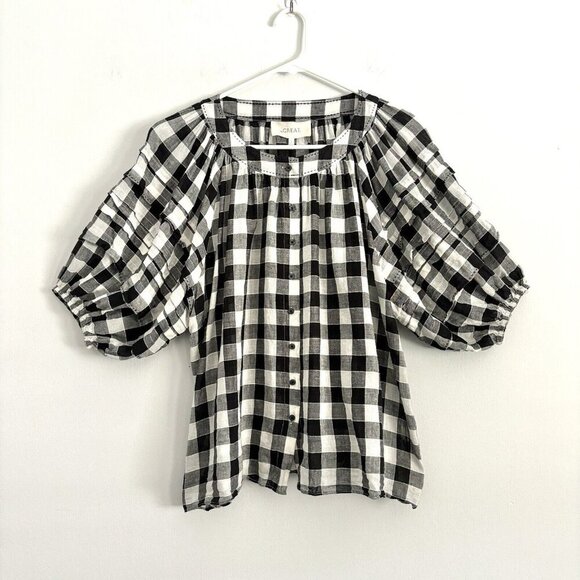 THE GREAT. Black and White Checkered Blouse - Picture 2 of 10